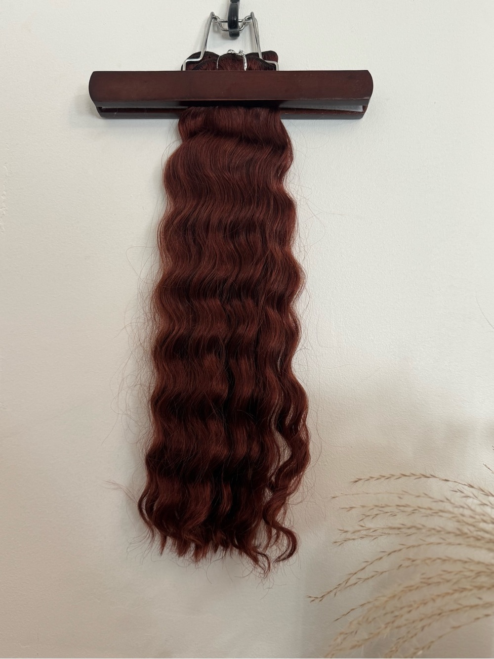 100% Human Hair 18” Deep Wave Weft Extensions Color 33 Auburn